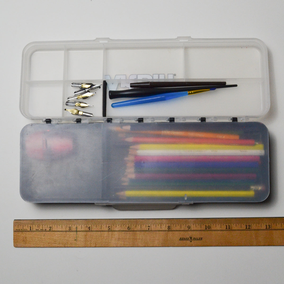 Colored Pencils + Calligraphy Pen and Nibs in ArtBin Case Make & Mend