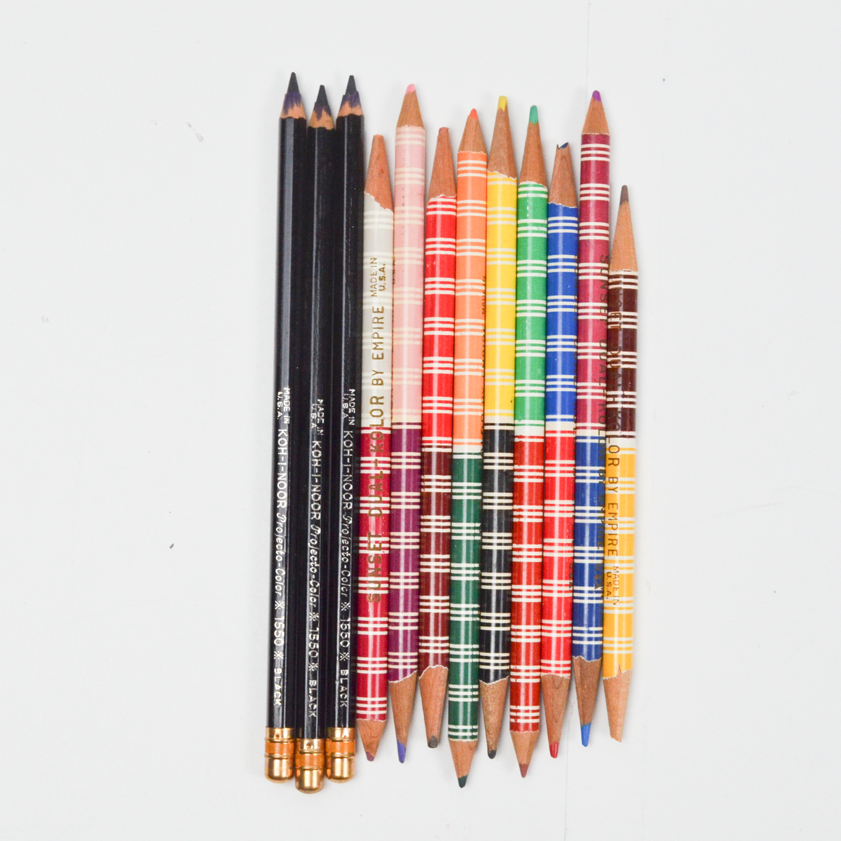 Vintage Empire Sunset Dual-Kolor Double Sided Pencils - Set of 9 +