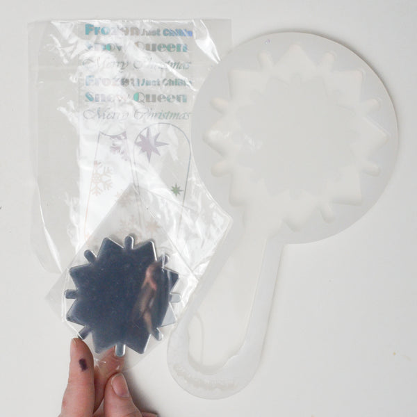 Snowflake Handheld Mirror Silicone Resin Mold + Decals