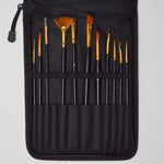 Paint Brushes in Black Zipper Case