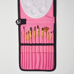 Paint Brushes and Palette in Zipper Case