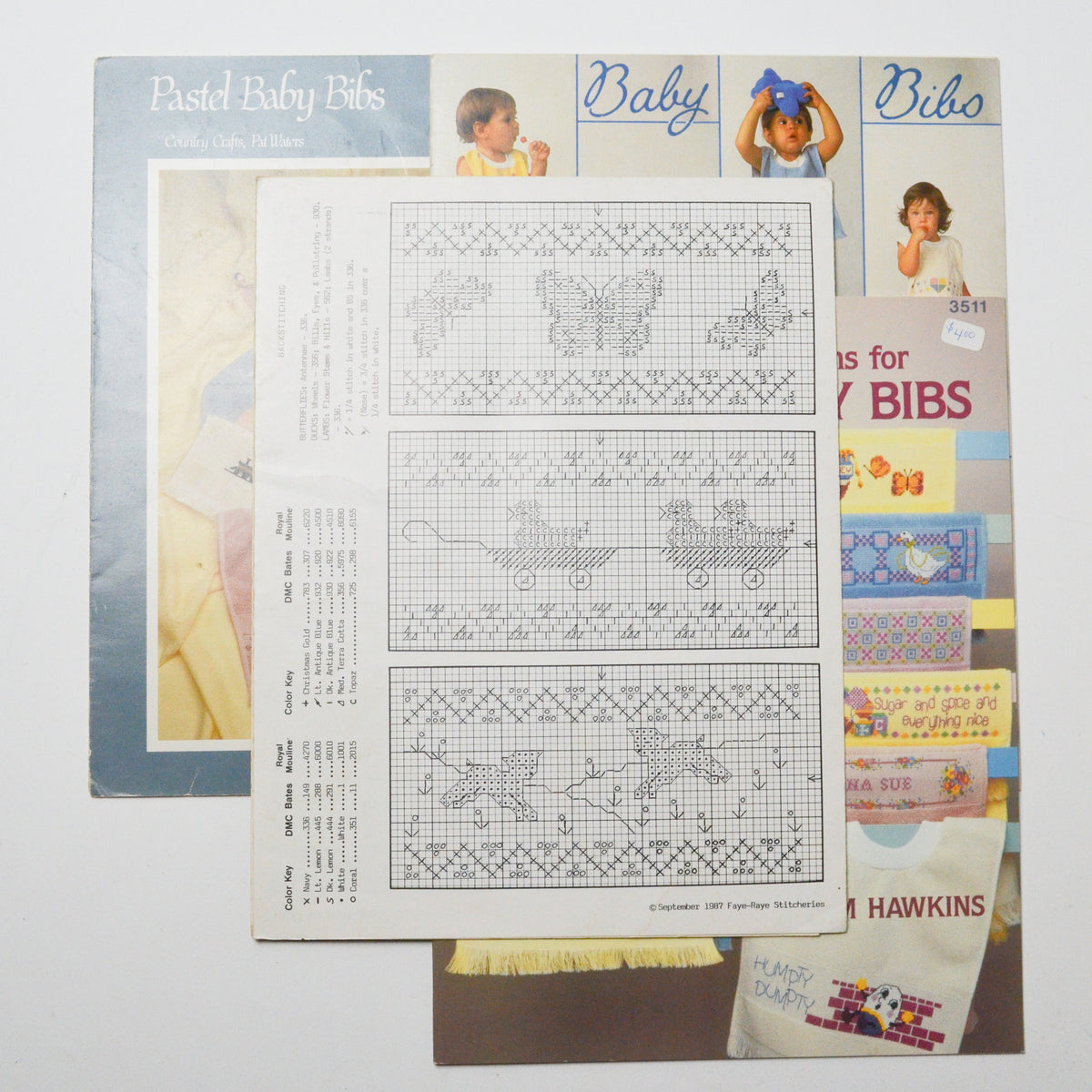 Buyer's Choice, NEW but Vintage Baby Bibs Counted Cross Stitch Books ,  Counted Cross Stitch, Assorted Baby Cross Stitch Patterns, CS Graphs 