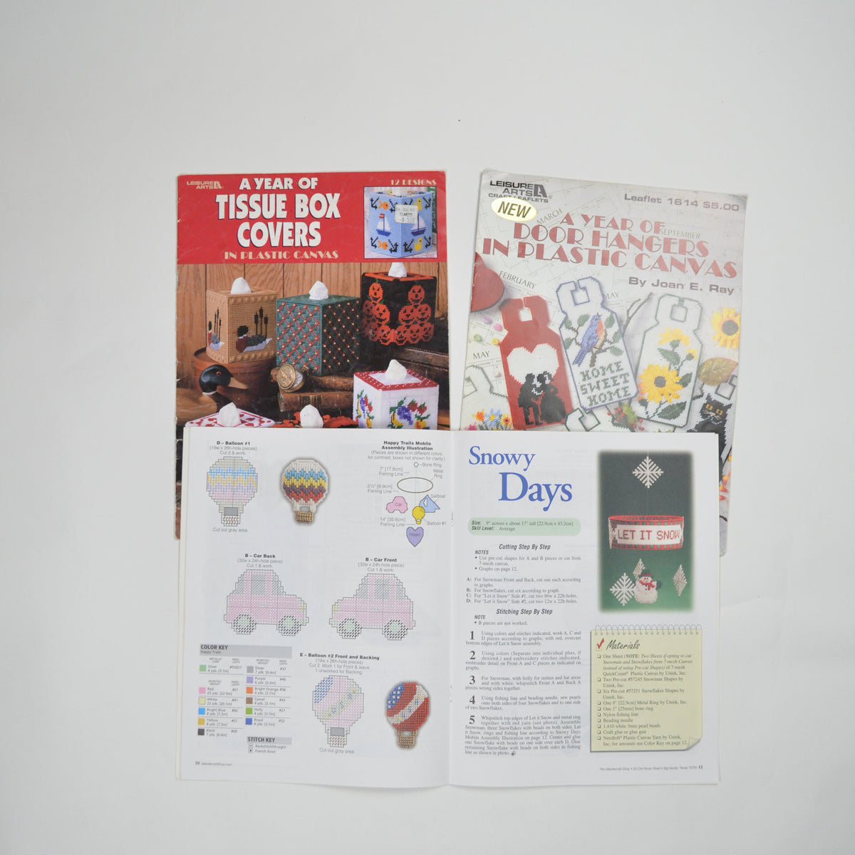 Mobiles, Tissue Box Covers + Door Hangers Plastic Canvas Needlepoint B