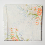 Orange + Blue Floral + Butterfly Print Sheet Fabric - 66" x 92"