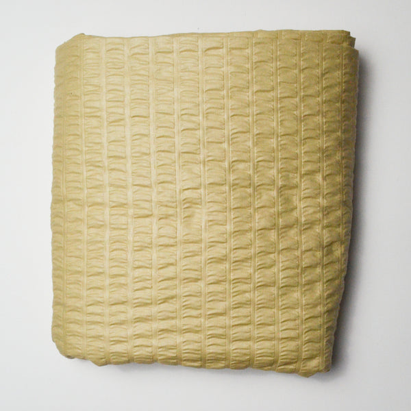 Yellow-Beige Puckered Stripes Textured Fabric - 48" x 264"
