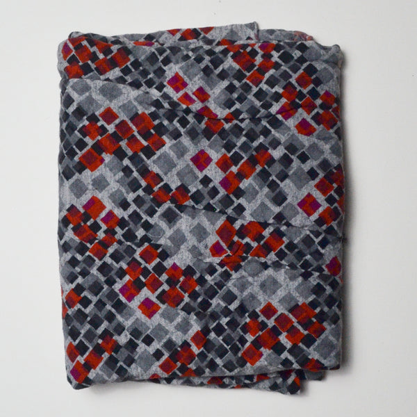 Red + Gray Print Soft Knit Fabric - 44" x 72"