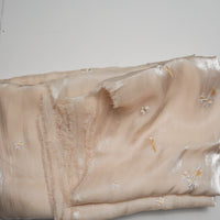 Light Peach Embroidered + Shiny Sheer Woven Fabric - 54" x 160"