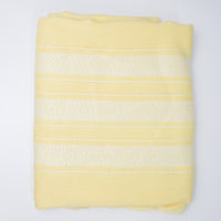 Yellow + White Geometric Openwork Striped Woven Fabric - 42" x 176"