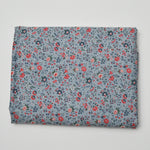 Blue + Red Floral Quilting Weight Woven Fabric - 44" x 100"