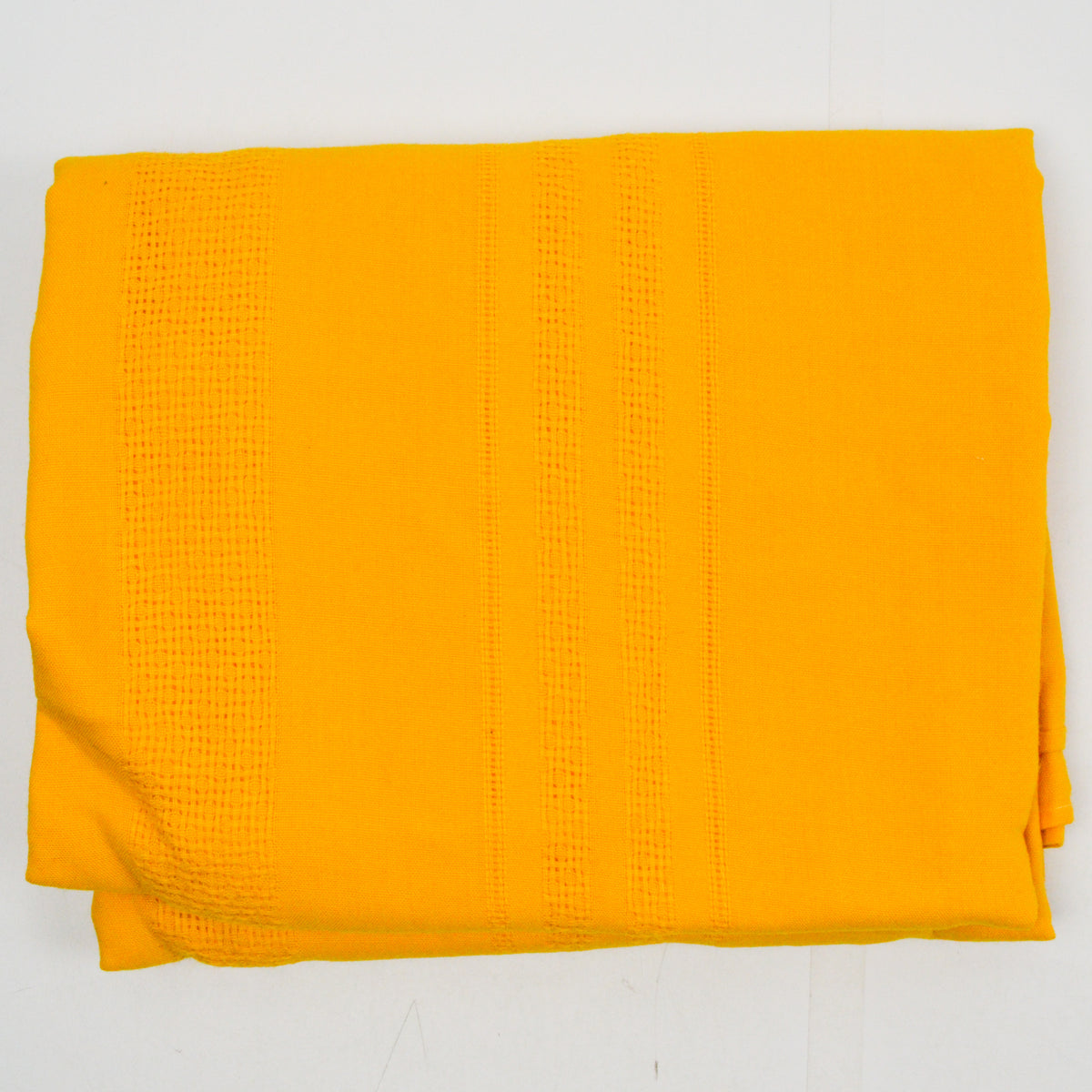 Yellow Fabric with Cross Stitchable Woven Stripes - 58