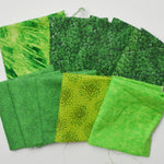 Green Patterned Quilting Weight Woven Fabric Bundle
