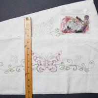 Butterfly Pillowcases, Stamped to Embroider - Partially Complete, Includes Thread