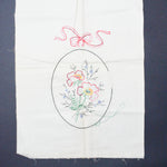 Floral Cameo Print Linen Dresser Scarf, Stamped to Embroider