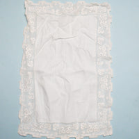 Linen with Embroidered Net Lace Edge - 12.5" x 18.5"