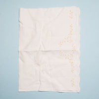 Floral Embroidered Linen with Scalloped Edges