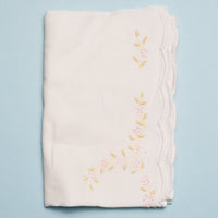 Floral Embroidered Linen with Scalloped Edges