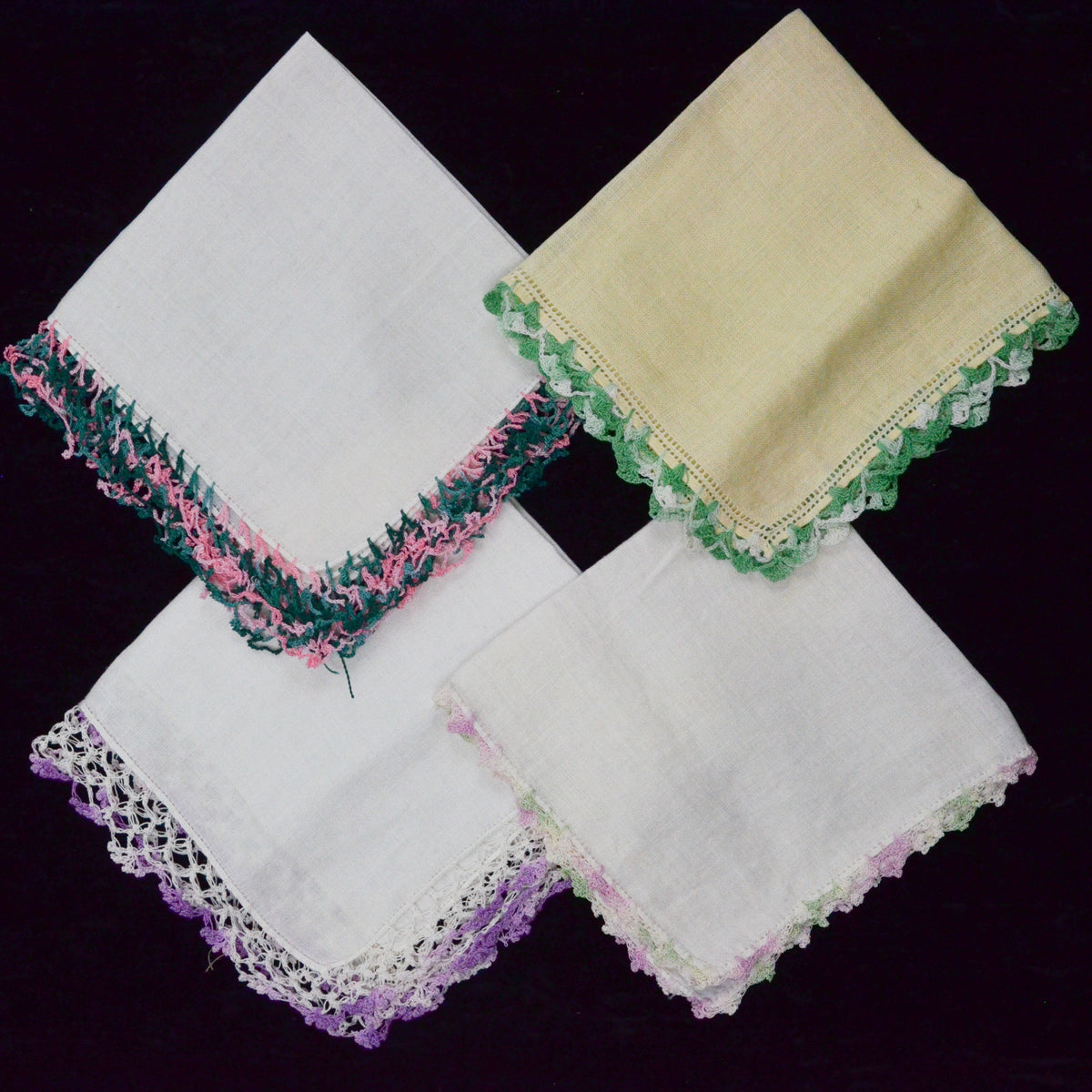 Vintage Crochet Lace Trim Handkerchiefs - Set of 4 – Make & Mend