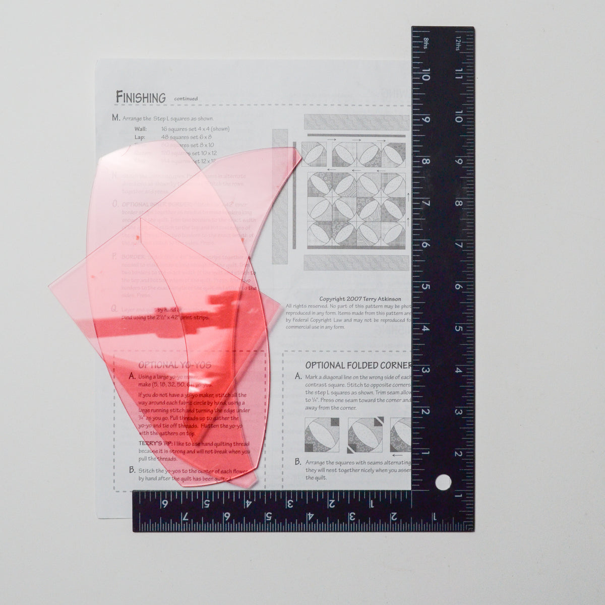 Winner's Bouquet Pattern Plastic Quilting Templates + Instructions