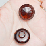 Dark Red-Brown Faceted Plastic Shank Buttons - Set of 2