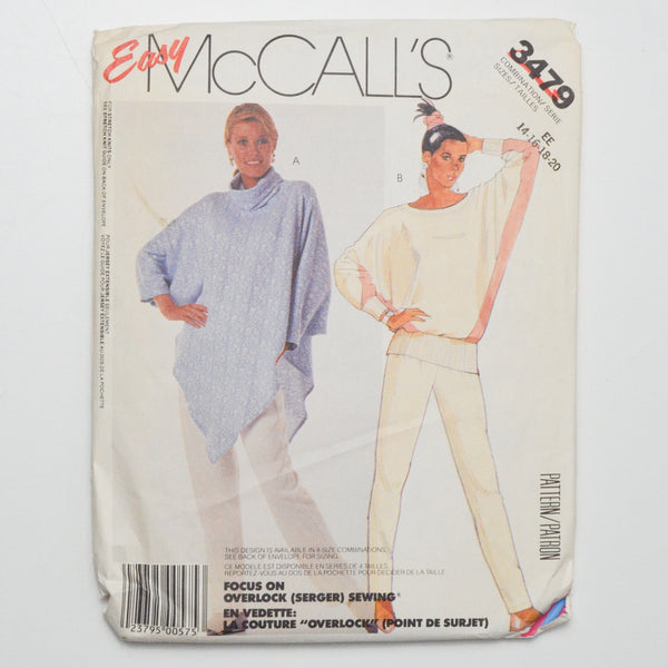 Easy McCall's 3479 Top + Pants Sewing Pattern Size EE (14-20)