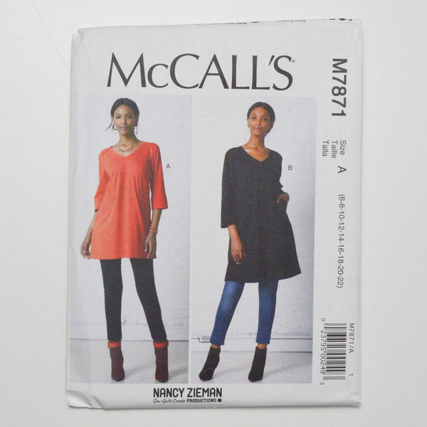 McCall's M7871 Tunic + Dress Sewing Pattern Size A (6-22)