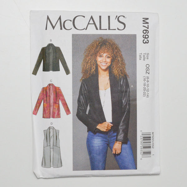 McCall's M7693 Jacket + Vest Sewing Pattern Size OSZ (6-22)