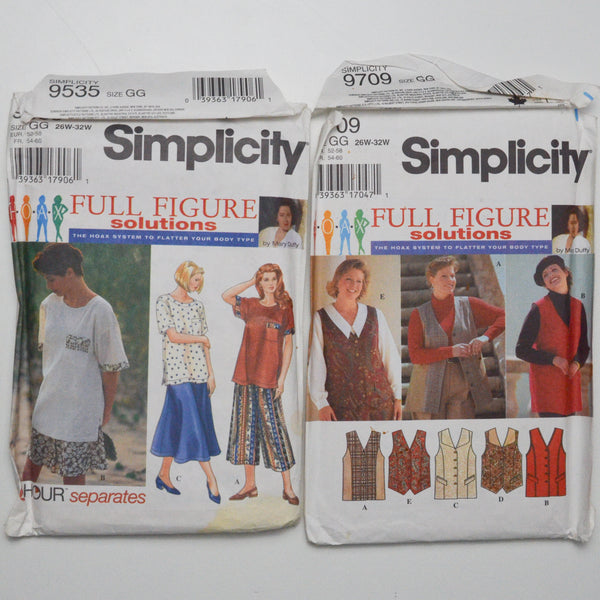 Simplicity Full Figure Solutions Sewing Pattern Bundle, Size GG (26W-32W) - Set of 2