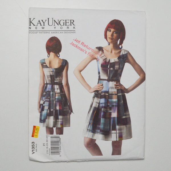 Vogue V1353 Kay Unger New York Dress Sewing Pattern Size F5 (16-24)