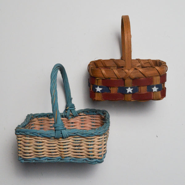 Mini Blue + Red Baskets with Handles - Set of 2