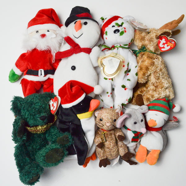 Christmas Beanie Babies + Stuffed Animal Bundle - Set of 9