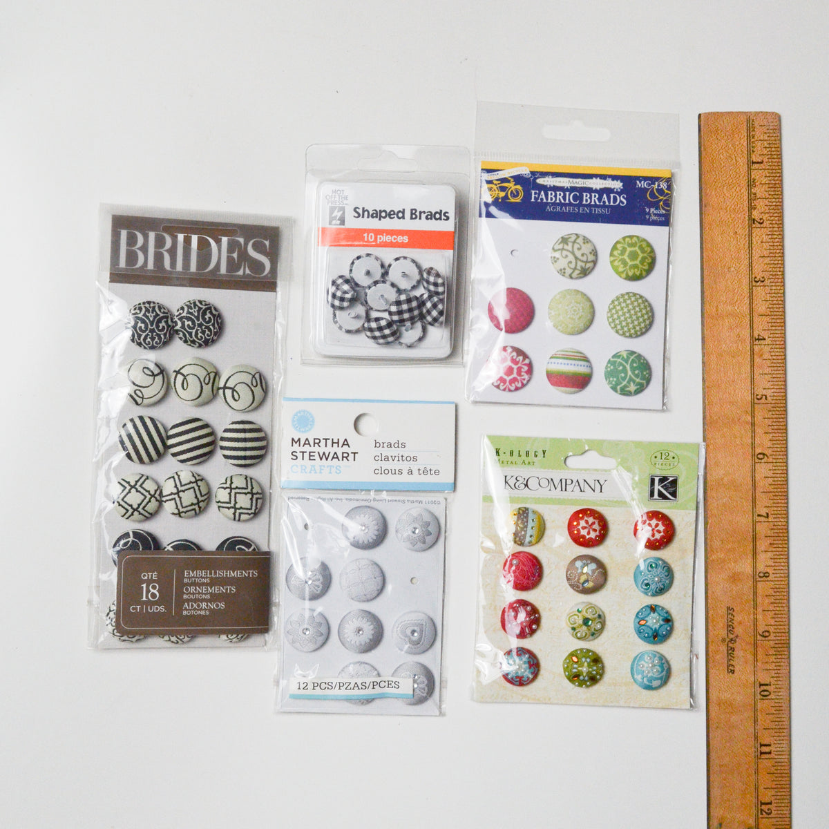 FabricCovered Decorative Brads 5 Packs Make & Mend