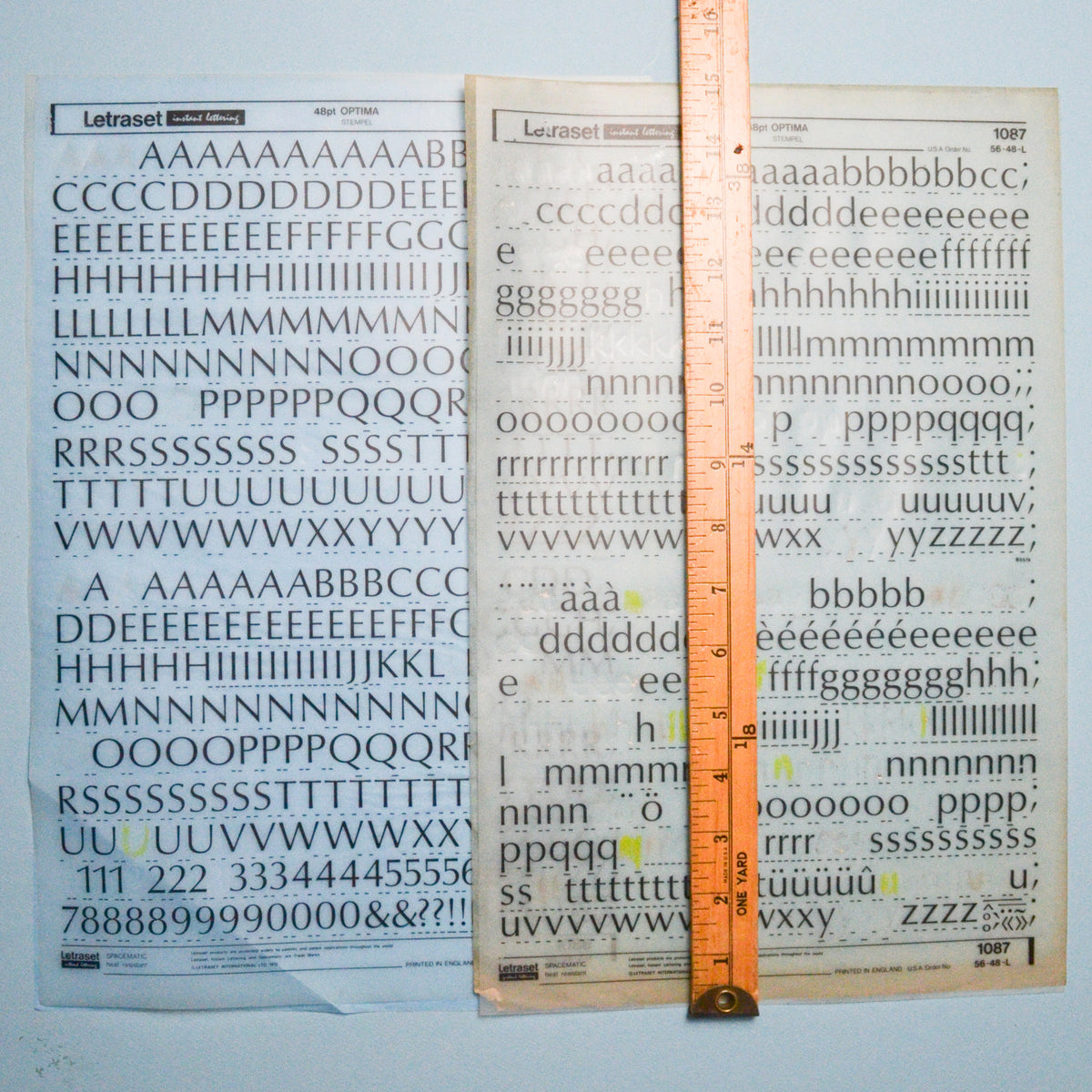 Letraset 48 pt Optima Dry Transfer Lettering Make & Mend