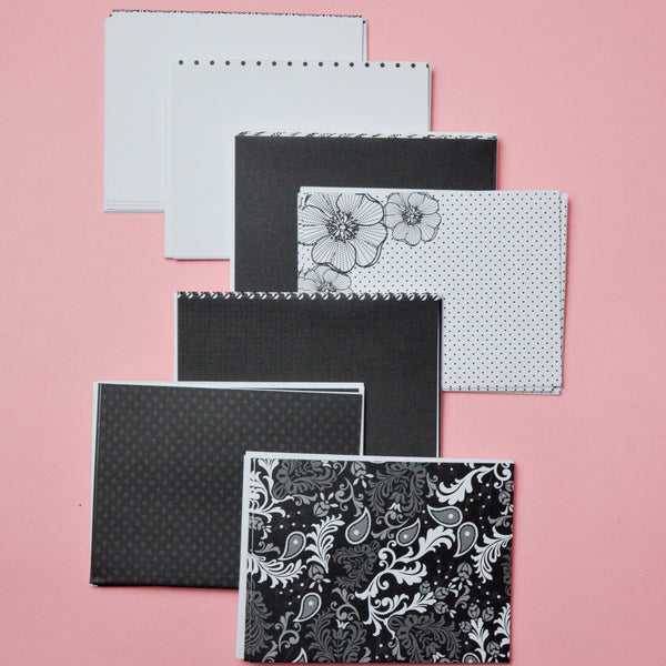 Black + White Floral Card + Envelope Set