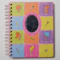 Colorful Glitzy Girls Lined Spiral Notebook with Mirror Default Title