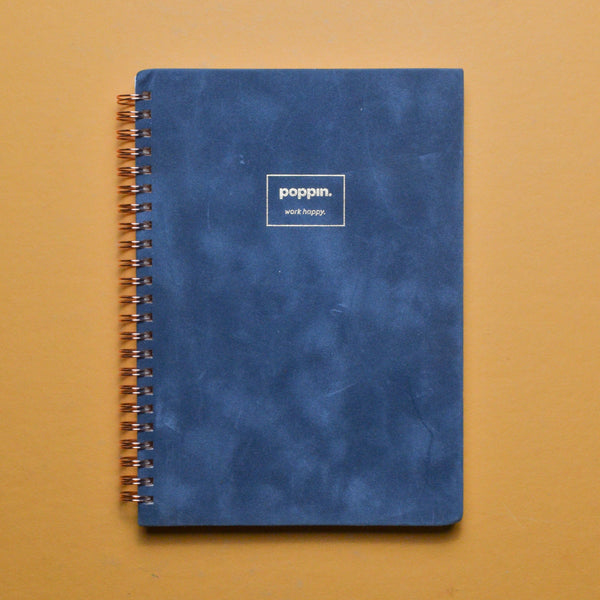 Dark Blue Velvety Poppin Work Happy Dot Grid Notebook