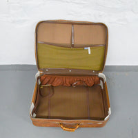 Brown Leather Suitcase with Ripped Zipper (Pick-Up Only) Default Title