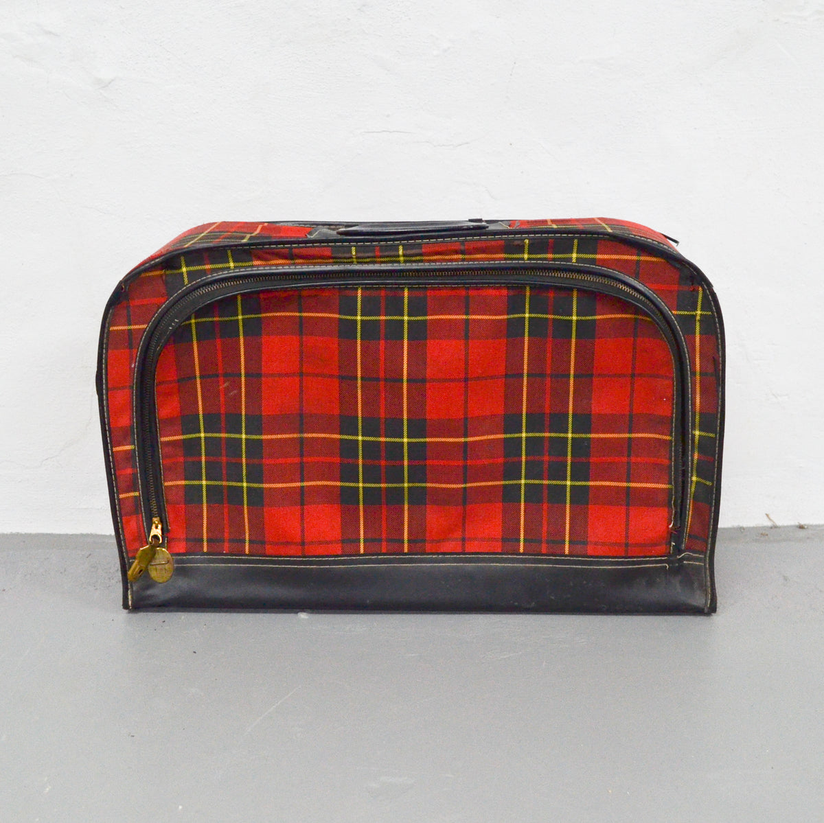 Red cheap plaid luggage