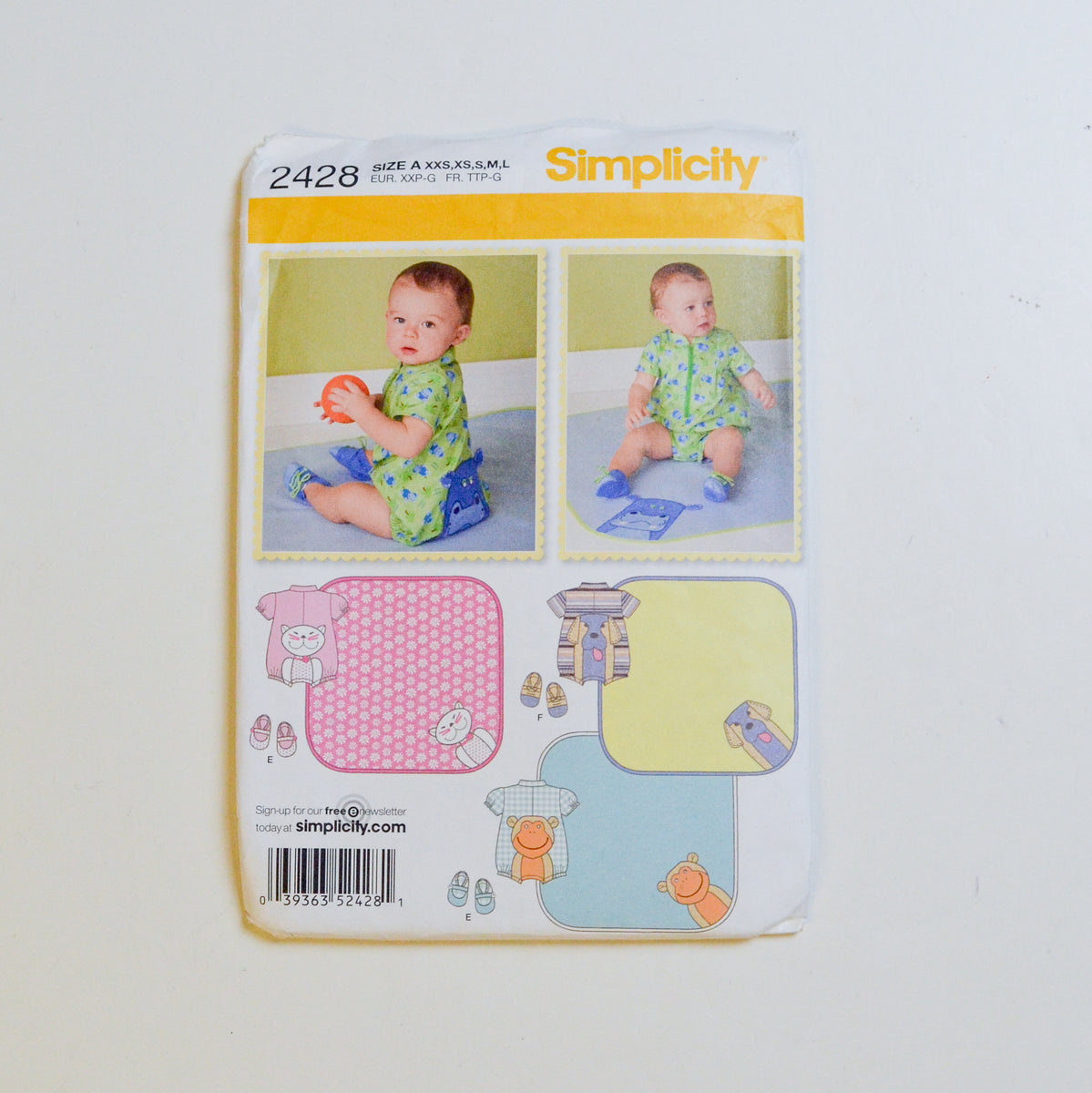 Simplicity 2428 Baby Clothes + Accessories Sewing Pattern Size A