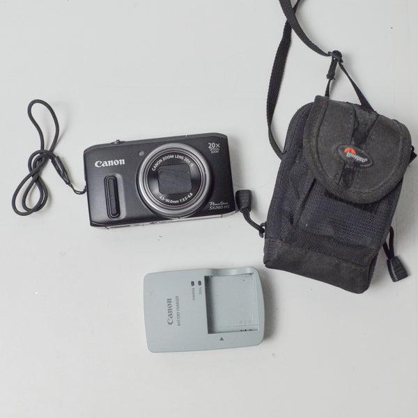 Canon PowerShot SX 260HS with Case + Battery Charger