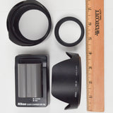 Camera Lens Hoods + Nikon Quick Charger MH-18a with Battery