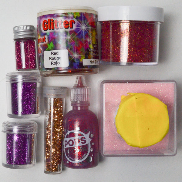 Red, Pink + Purple Glitter - 8 Jars