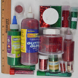 Assorted Red + Green Glitter + Glitter Glue Bundle