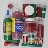 Assorted Red + Green Glitter + Glitter Glue Bundle