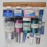 Assorted Blue, Pink + White Glitter Bundle