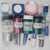 Assorted Blue, Pink + White Glitter Bundle