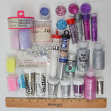 Assorted Pink, Purple + Silver Glitter + Glitter Glue Bundle