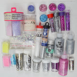 Assorted Pink, Purple + Silver Glitter + Glitter Glue Bundle