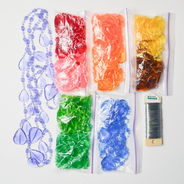 Colorful Plastic Bead Necklaces + Wire Spool Bundle Default Title