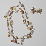 Beaded Glass + Shell Necklace + Earrings Set
