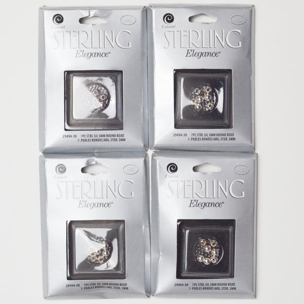 Sterling Elegance Silver-Plated 5mm Round Beads - 5 Packs